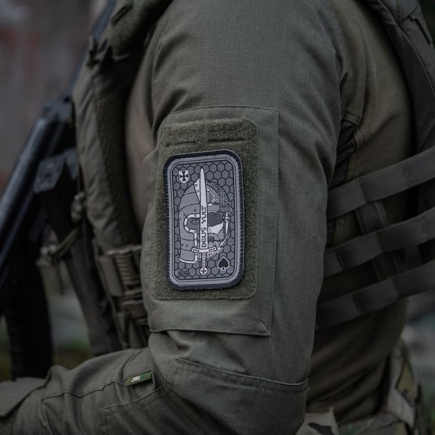 M-Tac нашивка Deus Vult Ace (жаккард) серая