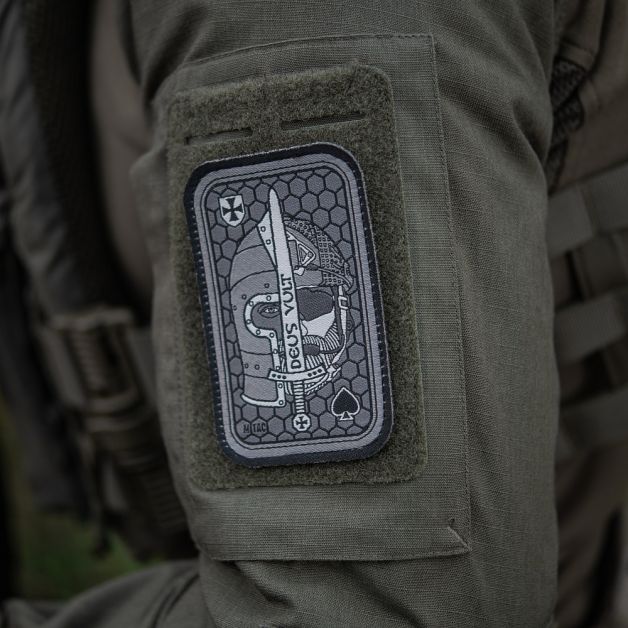M-Tac нашивка Deus Vult Ace (жаккард) серая