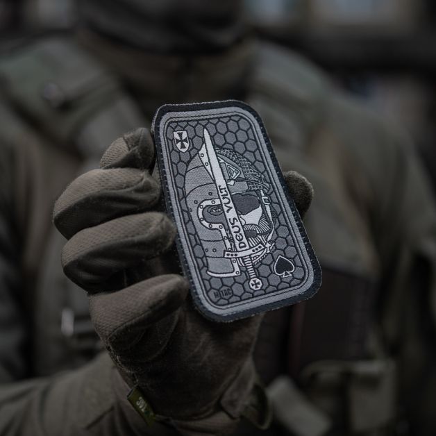 M-Tac нашивка Deus Vult Ace (жаккард) серая