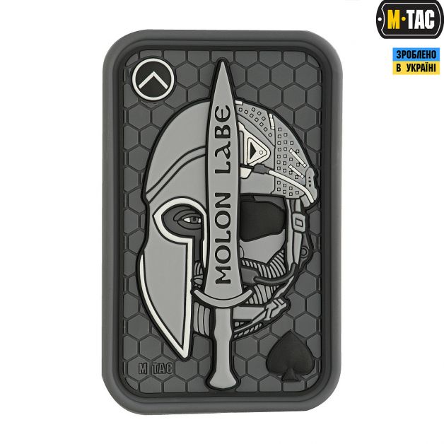 M-Tac нашивка Molon Labe Ace 3D ПВХ серая