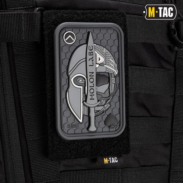 M-Tac нашивка Molon Labe Ace 3D ПВХ серая