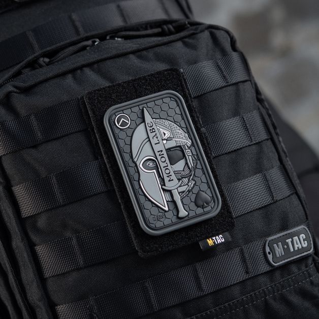 M-Tac нашивка Molon Labe Ace 3D ПВХ серая