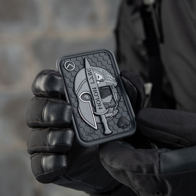 M-Tac нашивка Molon Labe Ace 3D ПВХ серая