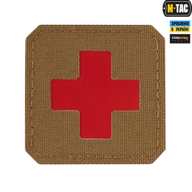 M-Tac нашивка Medic Cross Laser Cut Red/Coyote