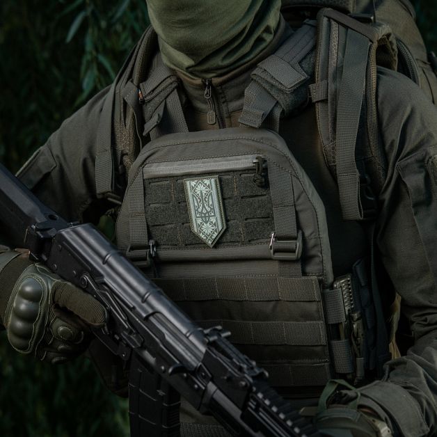 M-Tac нашивка Тризуб на вишиванці PVC Olive