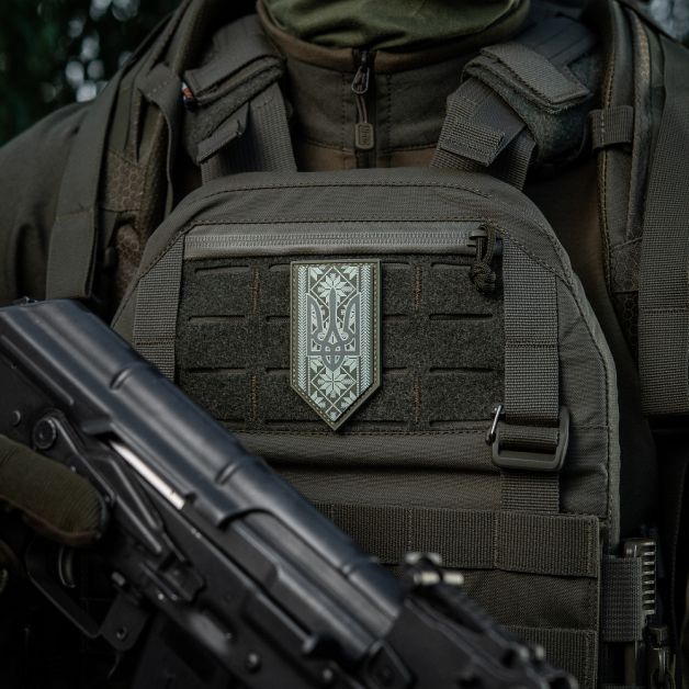 M-Tac нашивка Тризуб на вишиванці PVC Olive