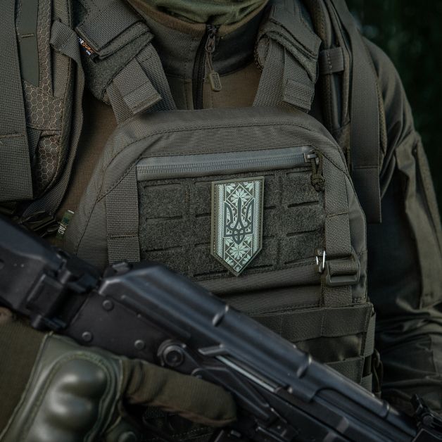 M-Tac нашивка Тризуб на вишиванці PVC Olive