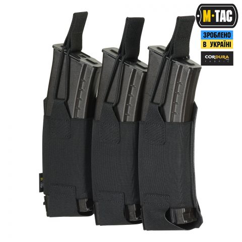 M-Tac подсумок эластичный на 3 магазина Elite Laser Cut Black