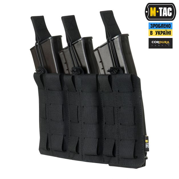 M-Tac подсумок эластичный на 3 магазина Elite Laser Cut Black