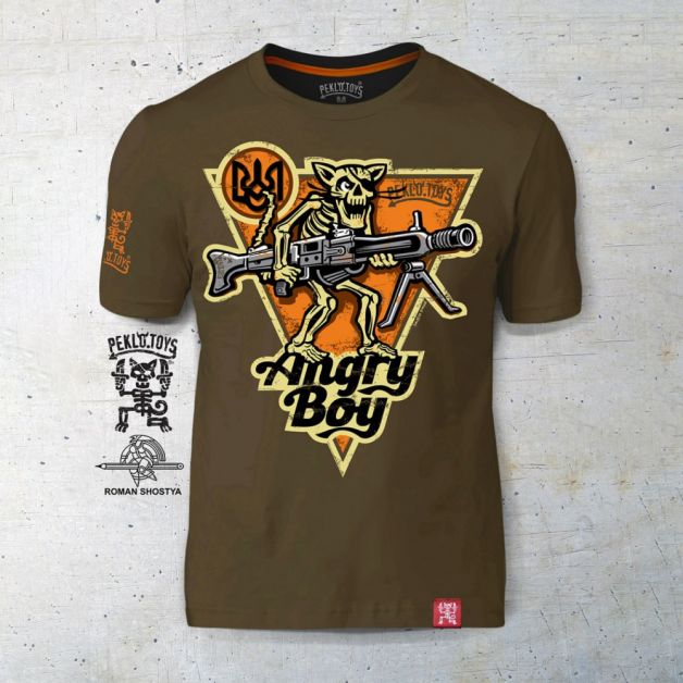 PEKLO.TOYS футболка Аngry boy Brown