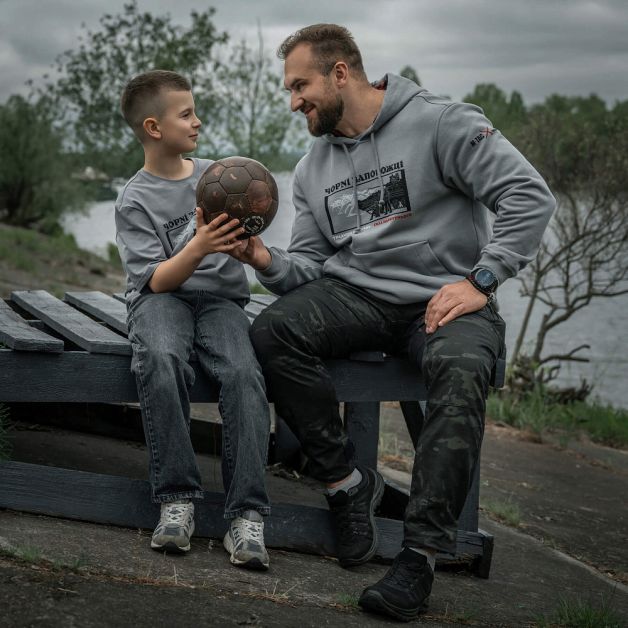 M-Tac кофта Hoodie Чорні Запорожці Cotton Hard Light Grey
