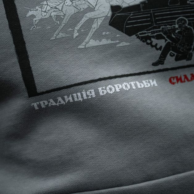 M-Tac кофта Hoodie Чорні Запорожці Cotton Hard Light Grey