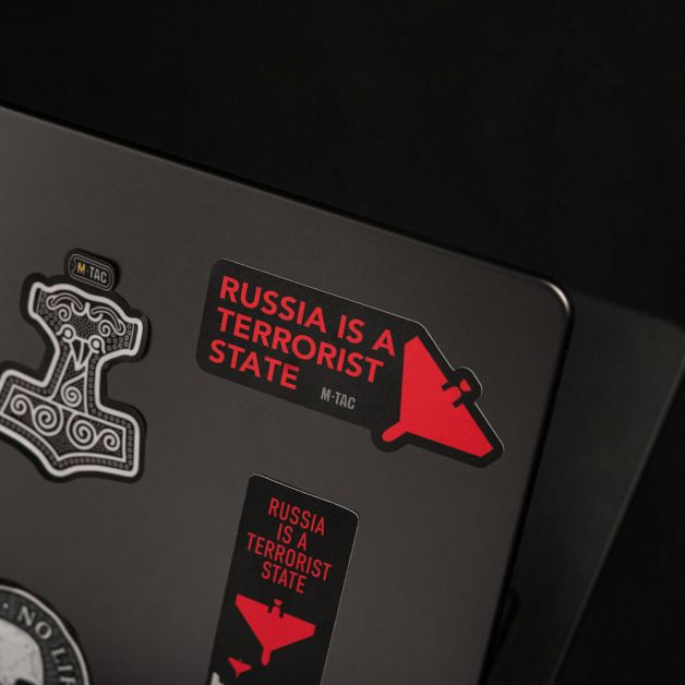 M-Tac наклейка russia is a terrorist state Small Black
