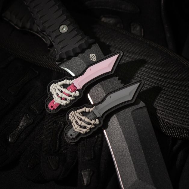 M-Tac нашивка Skeleton Knife PVC Grey