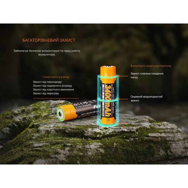 Fenix АКБ 18650 3400 mAh Li-ion V3.0 Type-C