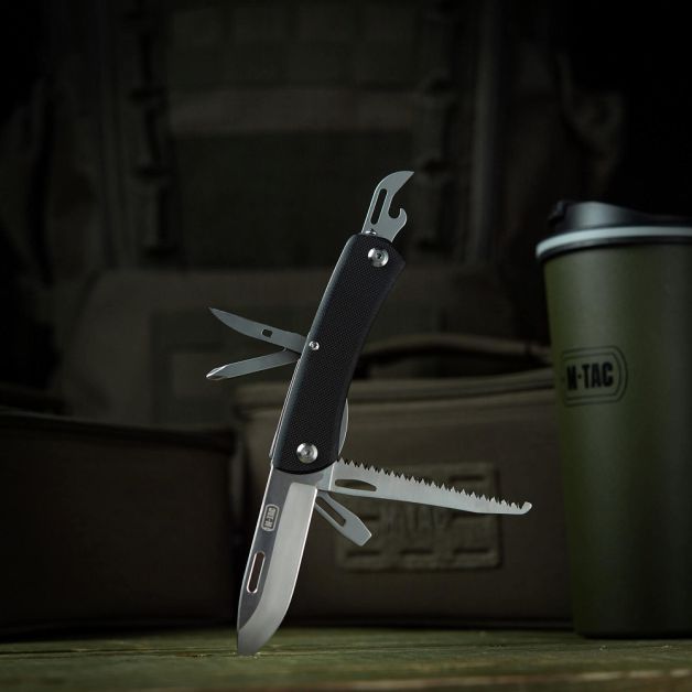 M-Tac нож складной Type 9 (6 инструментов) Black/Steel