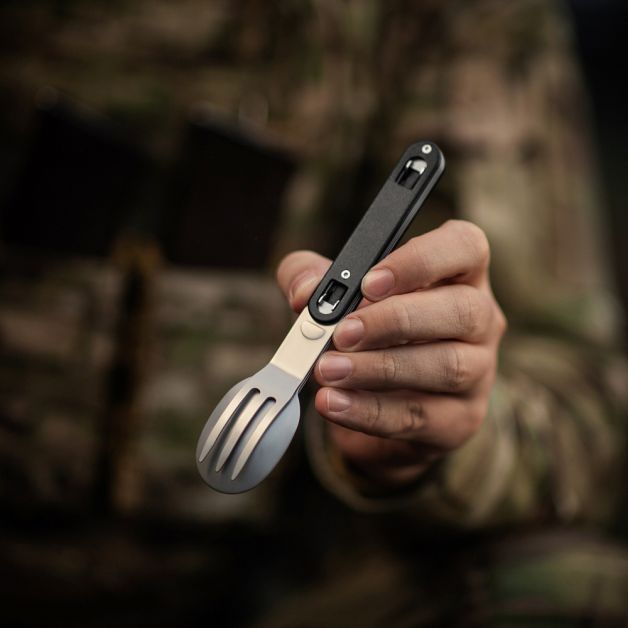 M-Tac столовый набор разъемный (3 элемента) Black/Steel