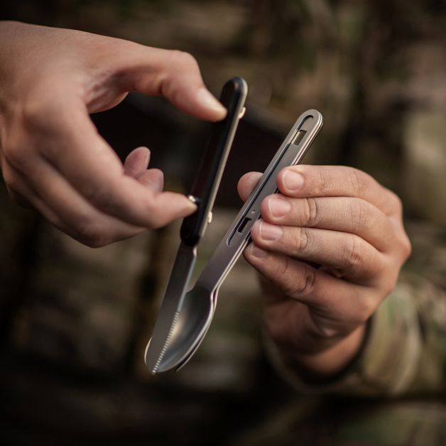 M-Tac столовый набор разъемный (3 элемента) Black/Steel